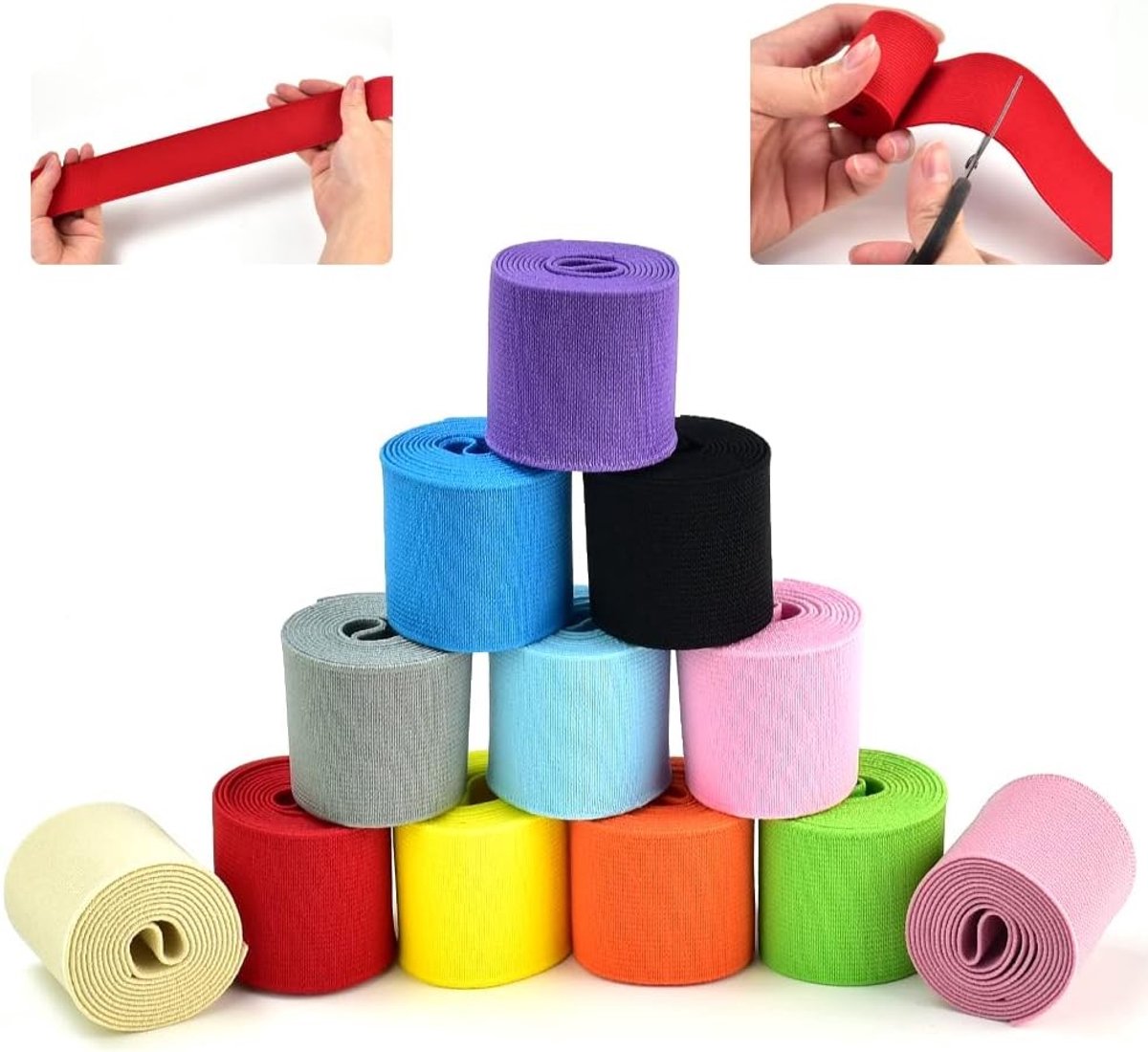 Kleurige Elastische Banden - Multicolor - 4 cm x 1 m - Hoogwaardig Polyester - Voor Naaien en Knutselen