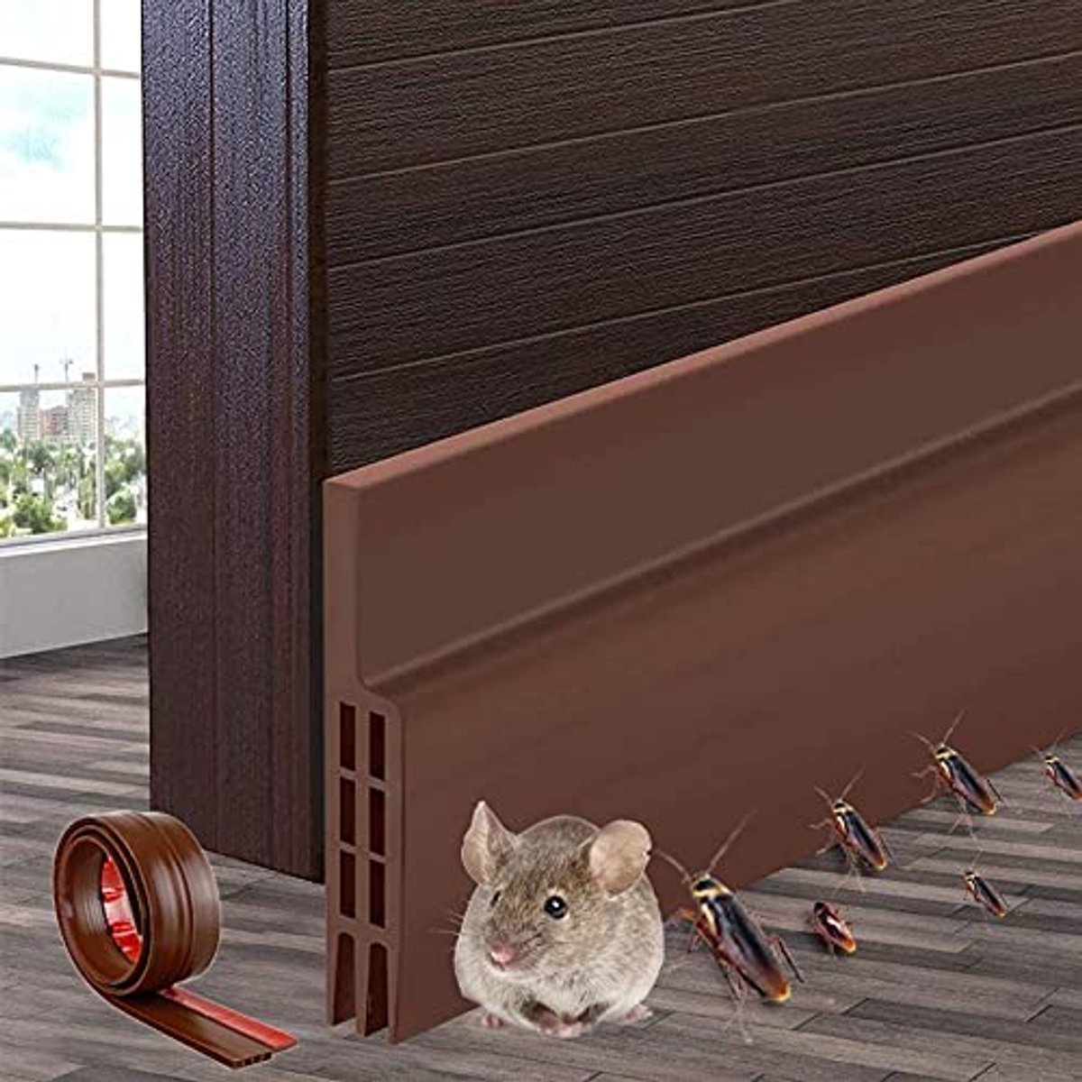 Famanu – Zelfklevende tochtstrip voor deurafdichting, 100x5 cm/1m, bruin