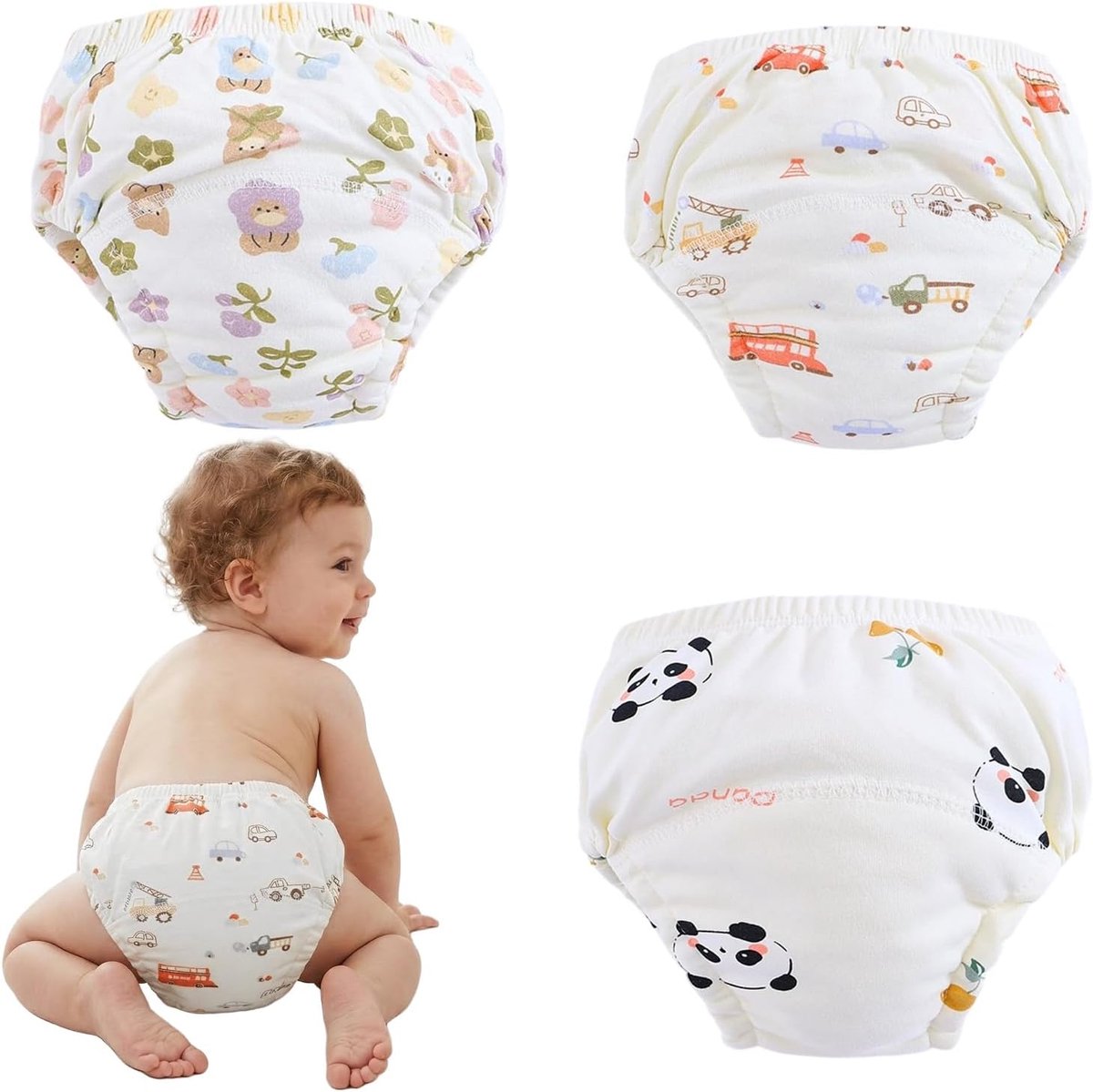 3 stuks leerbroekjes voor kinderen, wasbaar, van katoen, absorberend en ademend, voor baby's, jongens en meisjes - ShopVlot