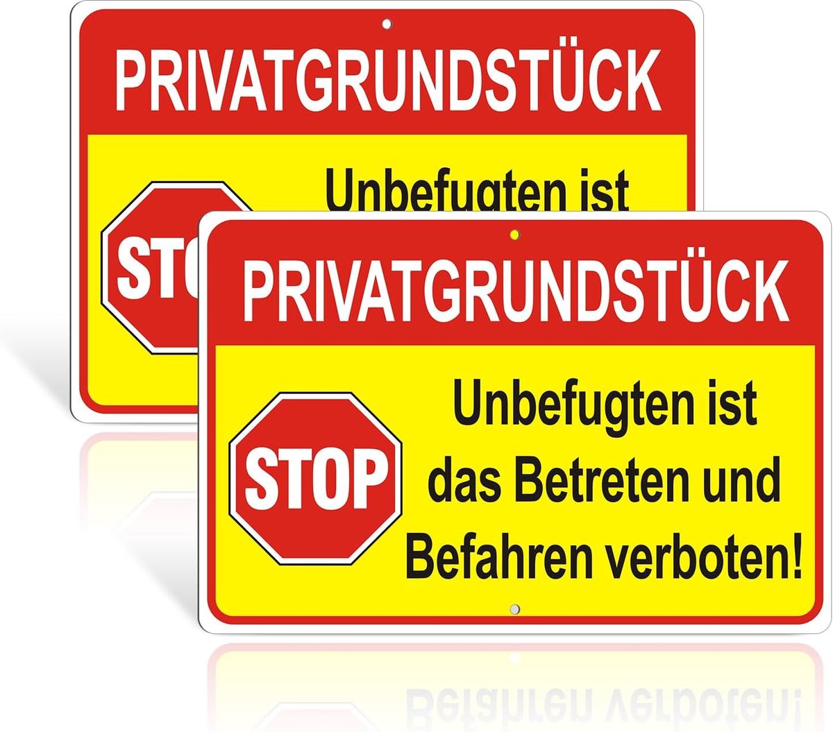 Private plot signs metal reflective 20x30 cm, enter private plot and drive forbidden shield (yellow) - ShopVlot