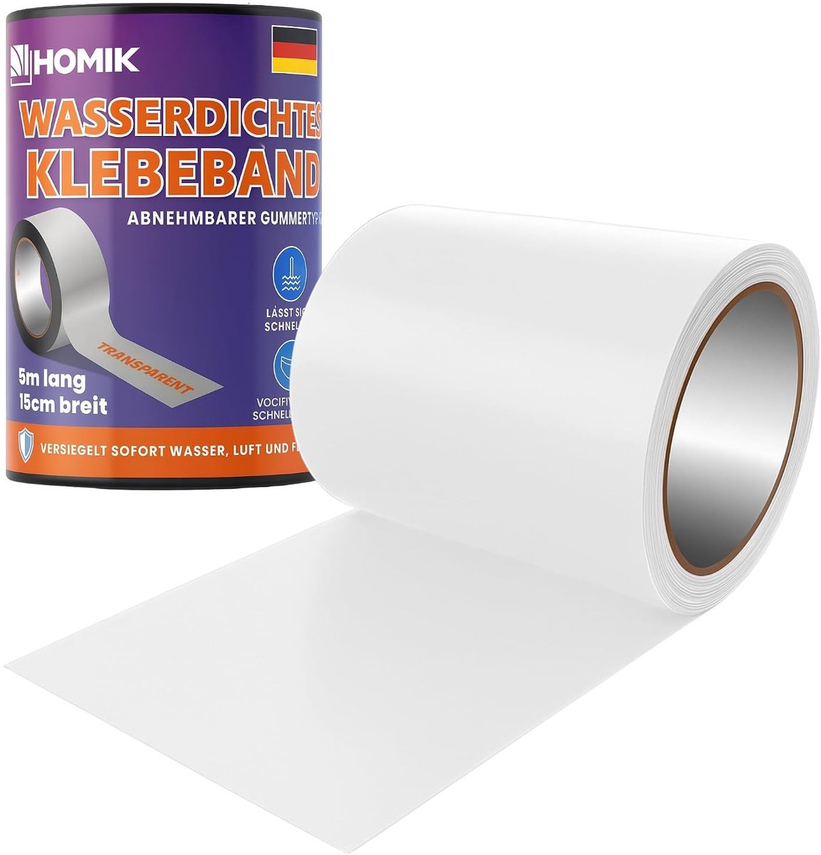 Waterdicht Plakband - Transparant - 15 x 5 m - Ultra Sterk PVC - Voor Gladde Oppervlakken