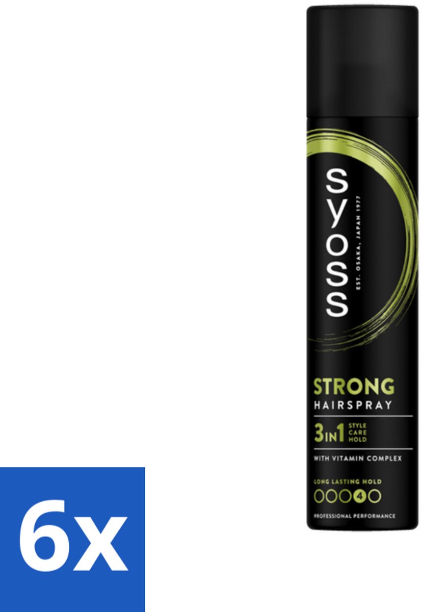 6 x Syoss - Strong Hold - Haarspray - Sterke Fixatie - 300 ml - Haarspray - Sterke Fixatie - Langdurige Hold - Styling - Verzorging