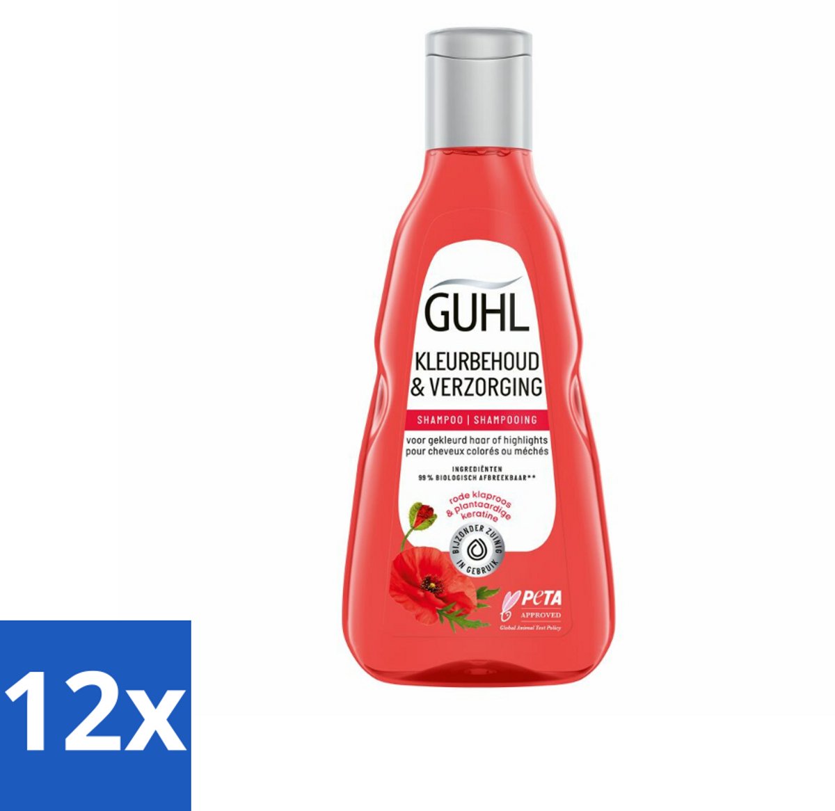12 x Guhl - Shampoo - Kleurbehoud & Verzorging - 250 ml - Kleurbehoud Shampoo - Gekleurd Haar Shampoo - Shampoo Voor Gekleurd Haar - Haarverzorging - Kleurintensiteit