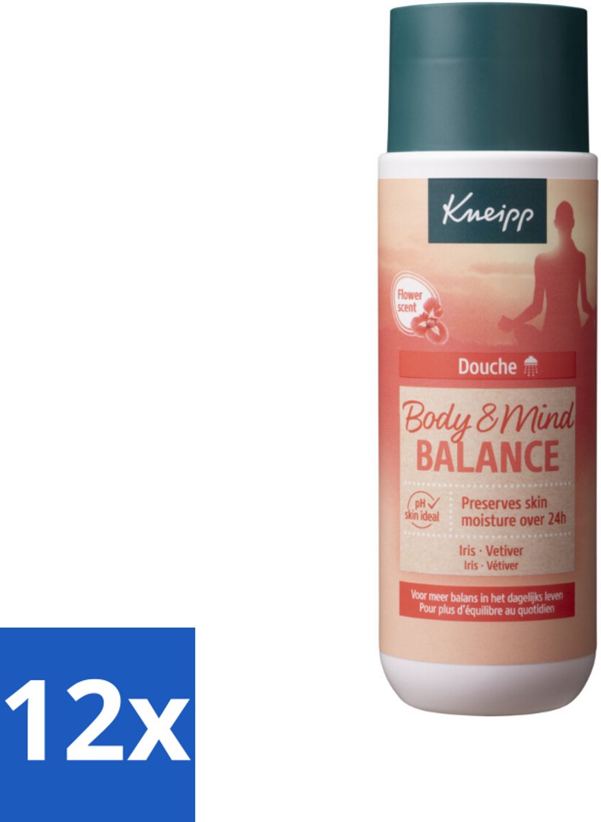 12 x Kneipp - Douchegel - Body & Mind Balance - 200 ml - Douchegel - Iris - Vetiver - Ontspannend - Kalmerend