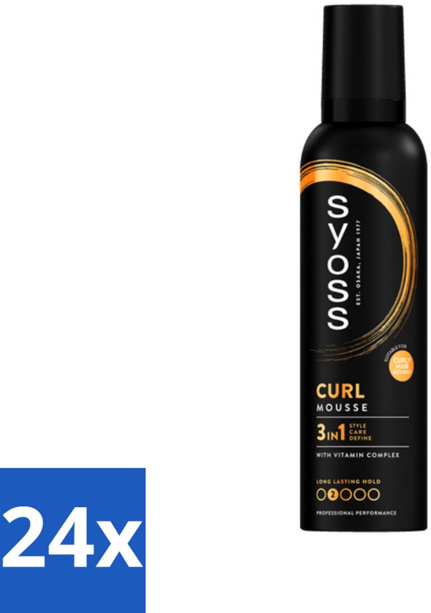 24 x Syoss - Curl - Haarmousse - Anti-Pluis & Bounce - 250 ml - Krullen Mousse - Haar Mousse - Anti-pluis Mousse - Krullen Definieren - Krullen Styling