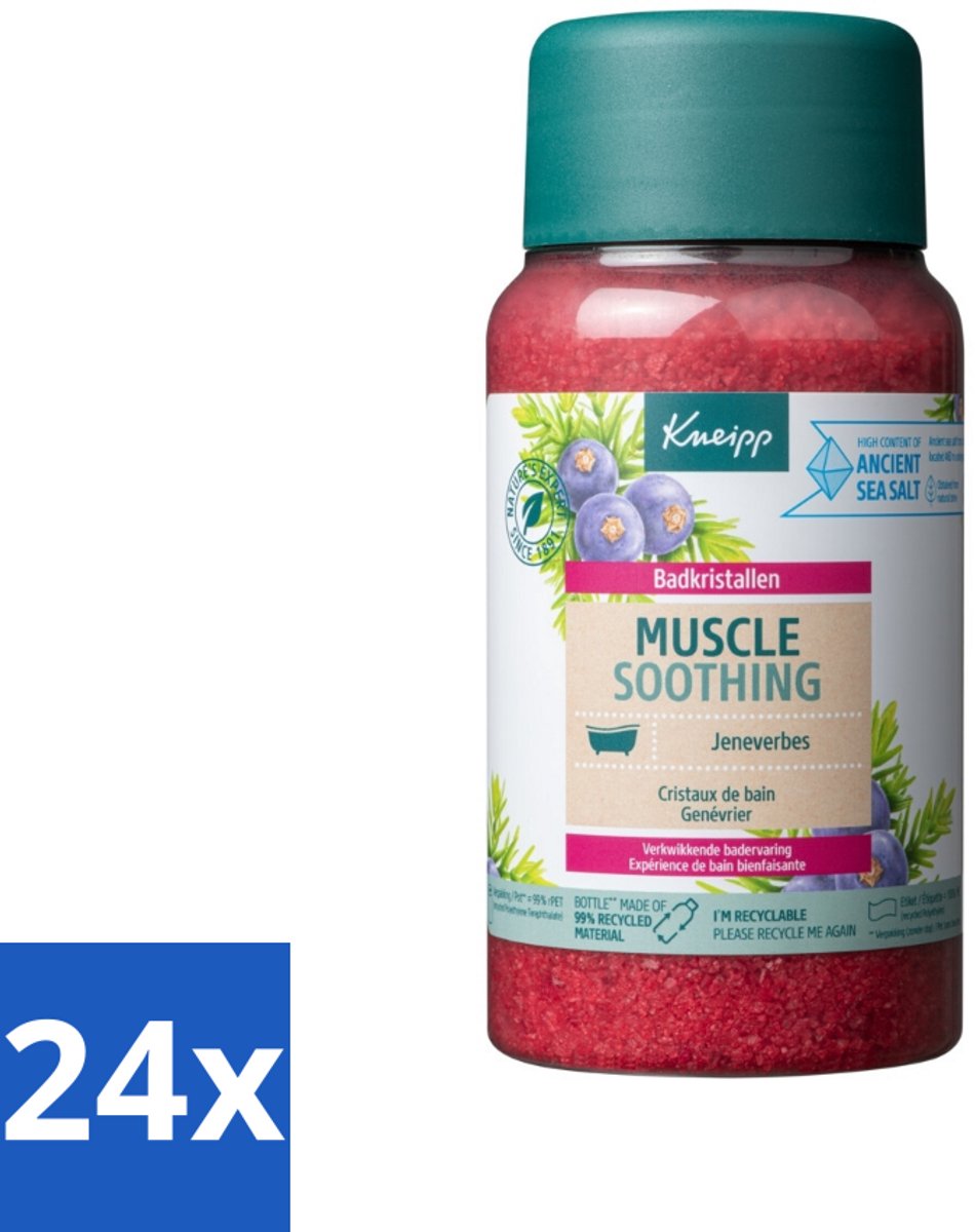 24 x Kneipp - Badzout - Muscle Soothing - Jeneverbes - Weldaad voor spieren - 600 g - Badzout - Spierpijn - Ontspanning - Wellness - Aromatherapie