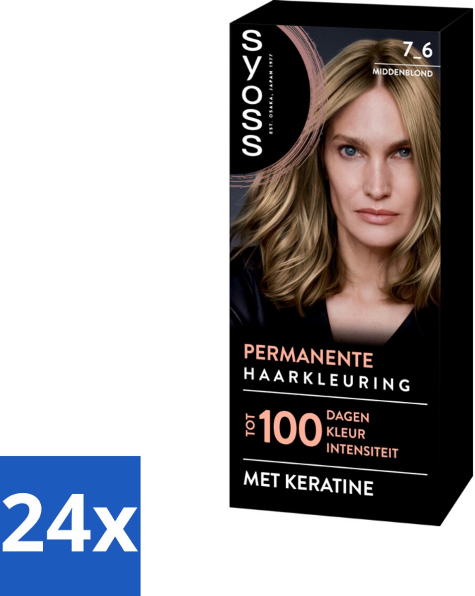SYOSS - Coloration 7-6 Middenblond - Haarverf - Grijsdekking - Vermindert Haarbreuk - Voordeelverpakking - 24 stuks