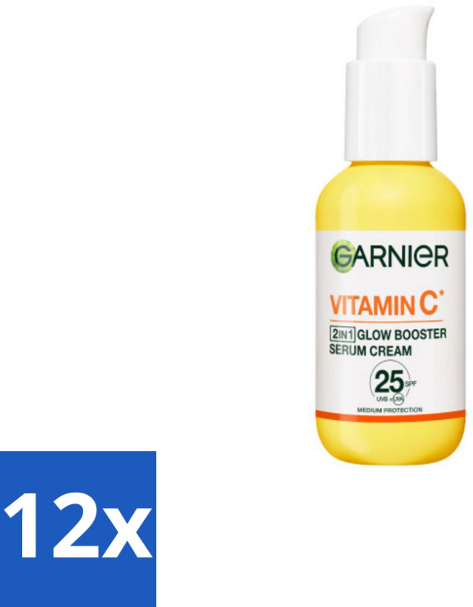 12 x Garnier - SkinActive - Serum Cream - Glow Booster - Vitamine C & SPF 25 - 50 ml - Serum - Vitamine C - Dagcrème - Spf - Anti-pigmentvlekken