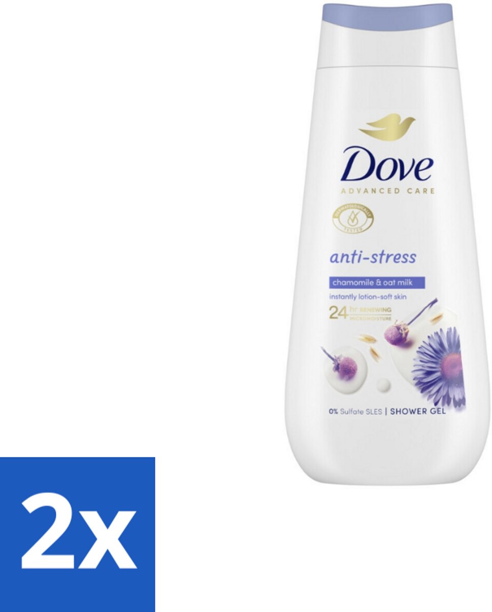 2 x Dove Douchecrème - Anti-Stress - Kamille & Havermelk - 225 ml - Douchegel - Dove - Anti-Stress - Verzorgende Douchegel - Droge Huid