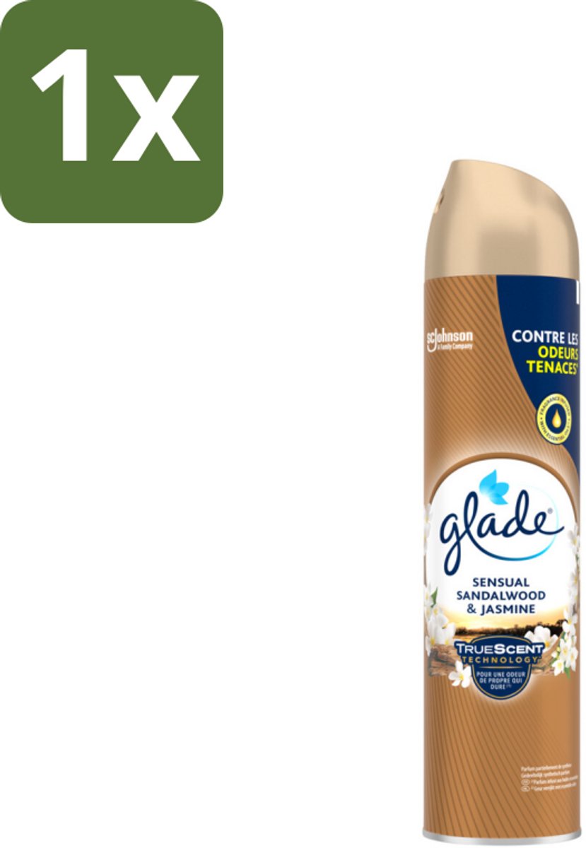 1 x Glade - Luchtverfrisser Spray - Sensual Sandelhout Jasmijn - 300 ml - Luchtverfrisser Spray - Geur - Geur Spray - Sandelhout Jasmijn - Geur Sfeer