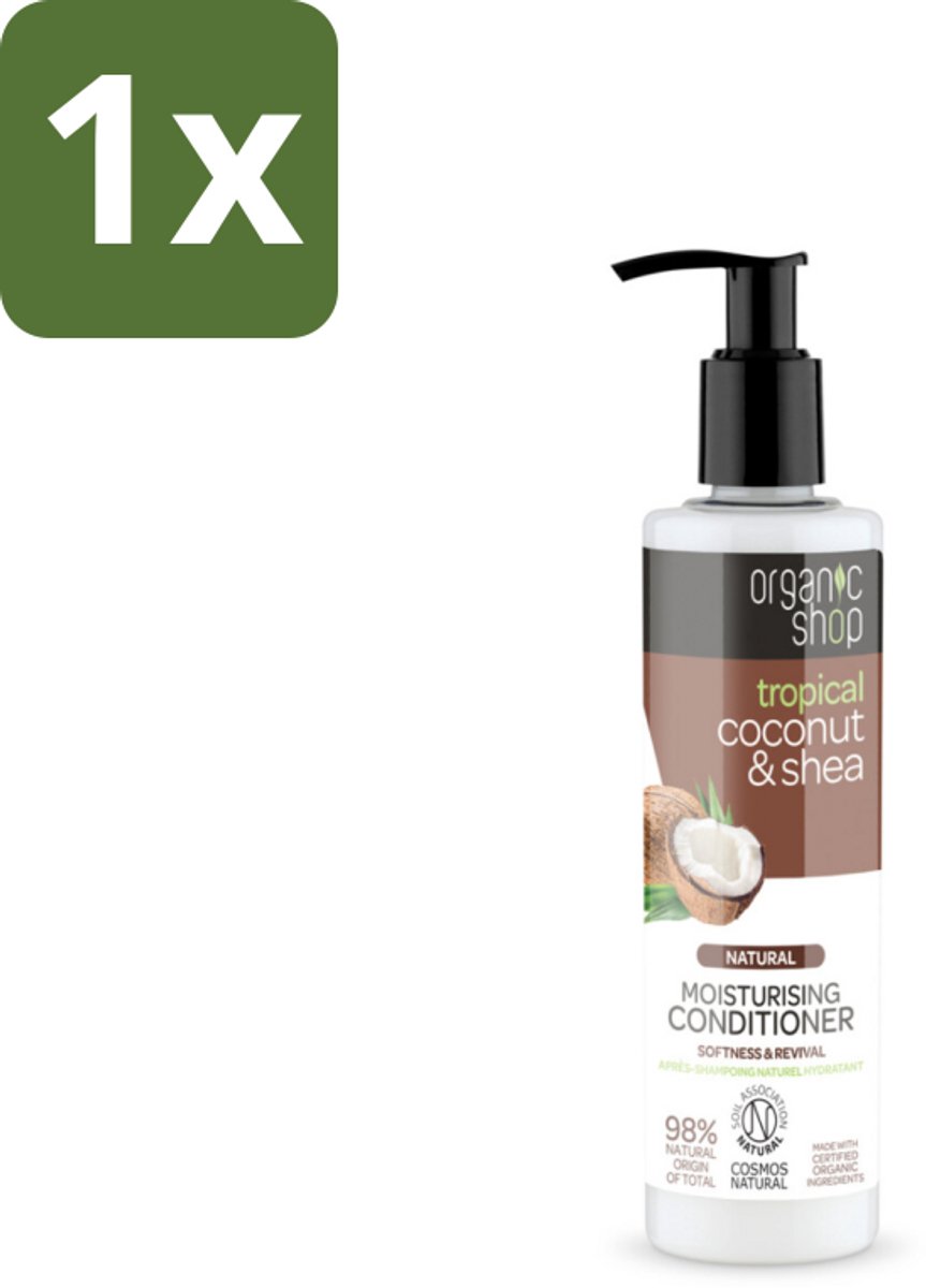 1 x Organic Shop - Coconut & Shea Conditioner - Verzorgend en Voedend - 280 ml - Haarverzorging - Hydratatie - Droog Haar - Beschadigd Haar - Pluizig Haar