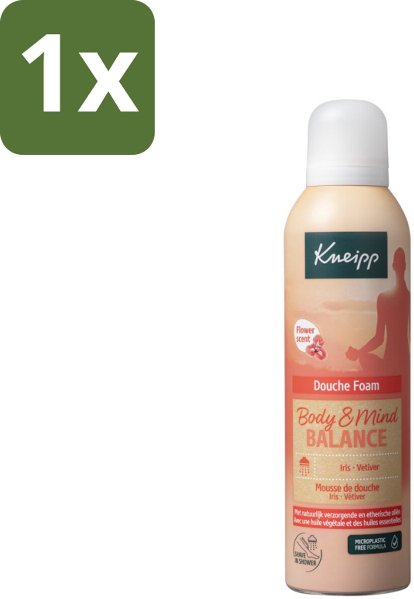 1 x Kneipp - Douche schuim - Body & Mind Balance - Iris & Vetiver - 200 ml - Douche Foam - Body And Mind Balance - Iris Extract - Vetiver Oil - Natuurlijke Schuim