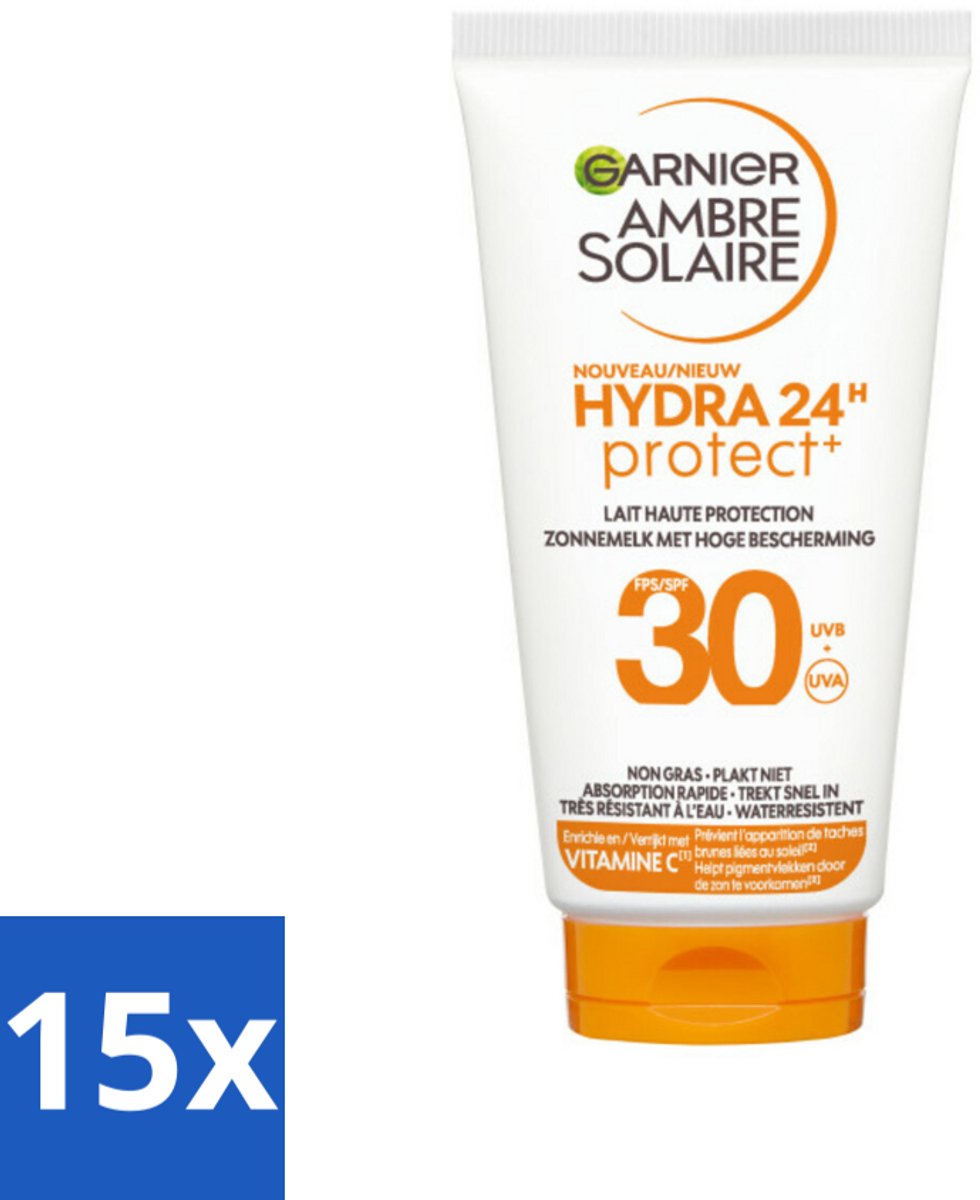 Garnier - Ambre Solaire - Zonnebrandcrème - Hydra 24H Protect - SPF 30 - Reisformaat - 50 ml - Bulkverpakking - 15 stuks