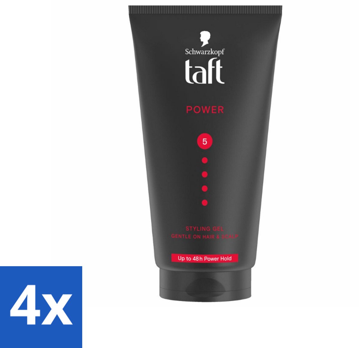 4 x Taft - Power 5 - Styling Gel - Sterke hold voor elke stijl - 150 ml - Haarstyling Gel - Sterke Fixatie - Taft - Haarproducten - Langdurige Styling