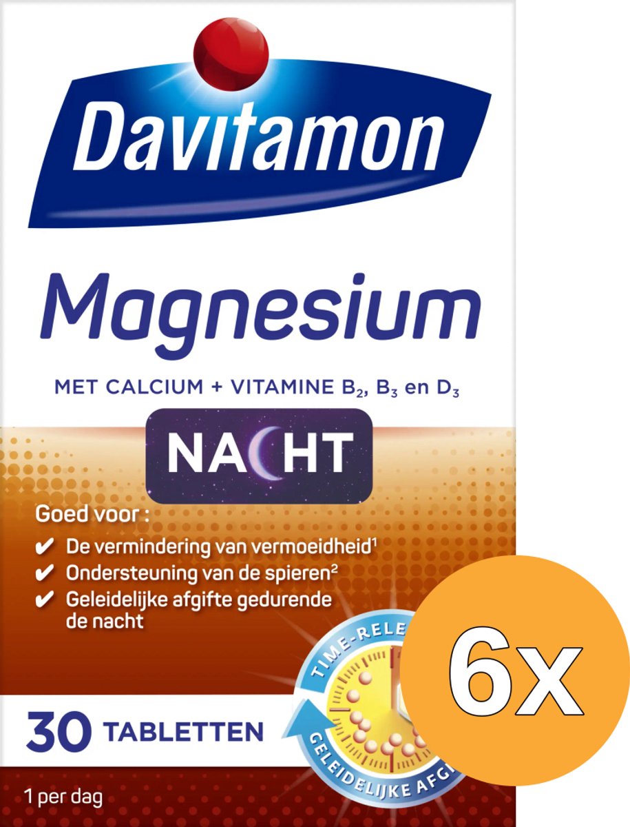 6x Davitamon Magnesium voor de Nacht (30 tabletten)