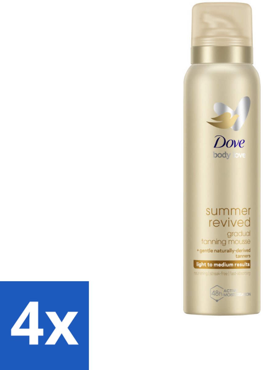 4 x Dove Body Love Zelfbruinende Mousse - Summer Revived - Light-Medium - 150 ml - Zelfbruiner - Body Mousse - Zomerse Gloed - Gehydrateerde Huid - Gevoelige Huid