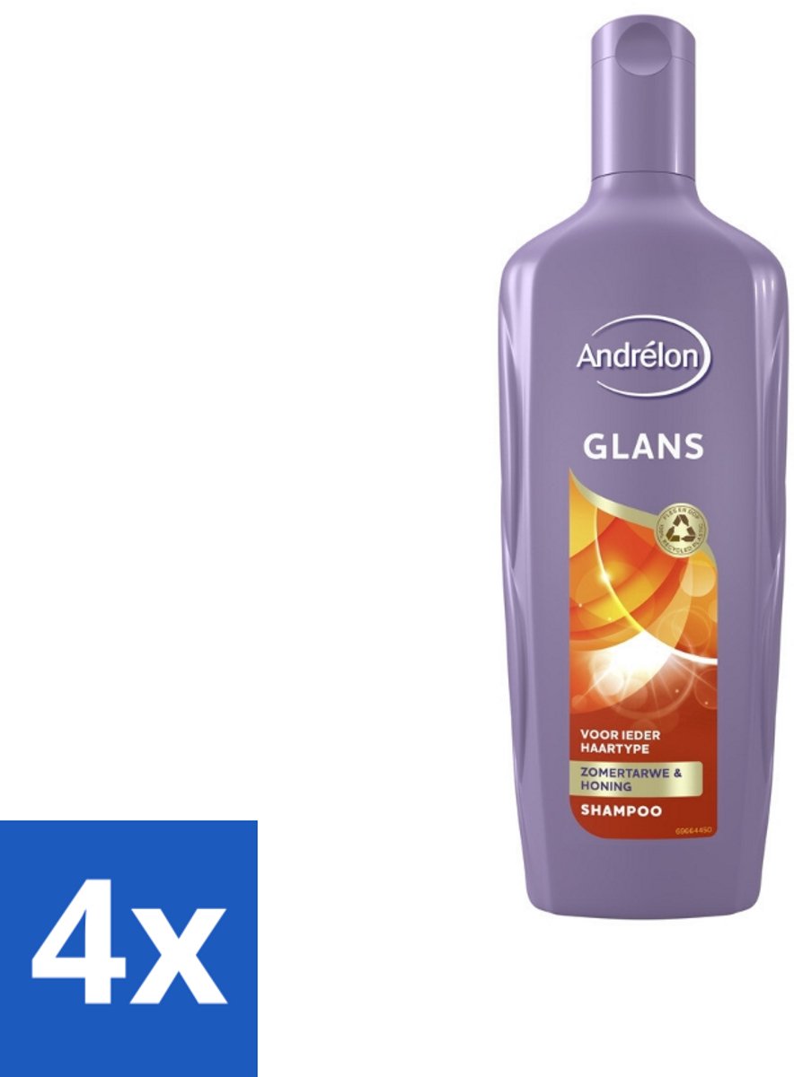 4 x Andrélon - Glans - Shampoo - 300 ml - Glans Shampoo - Haarverzorging - Andrélon - Glanzend Haar - Zachte Shampoo