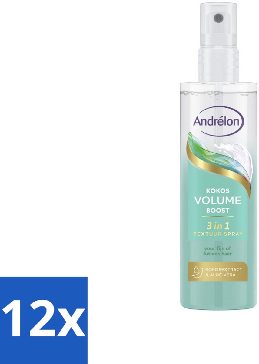 Andrélon – Textuur Spray 3-in-1 – Kokos Volume Boost – 150 ml - Voordeelverpakking - 12 stuks