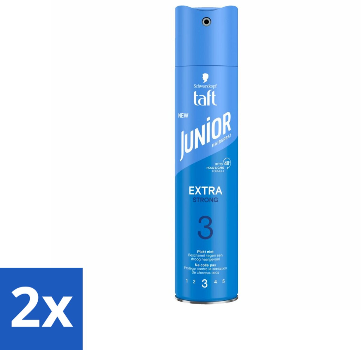 2 x Taft - Extra Strong 3 - Junior Haarspray - Stevige kindvriendelijke fixatie - 250 ml - Haarspray Voor Kinderen - Kinderhaarspray - Taft Junior - Sterke Fixatie - 48 Uur Hold