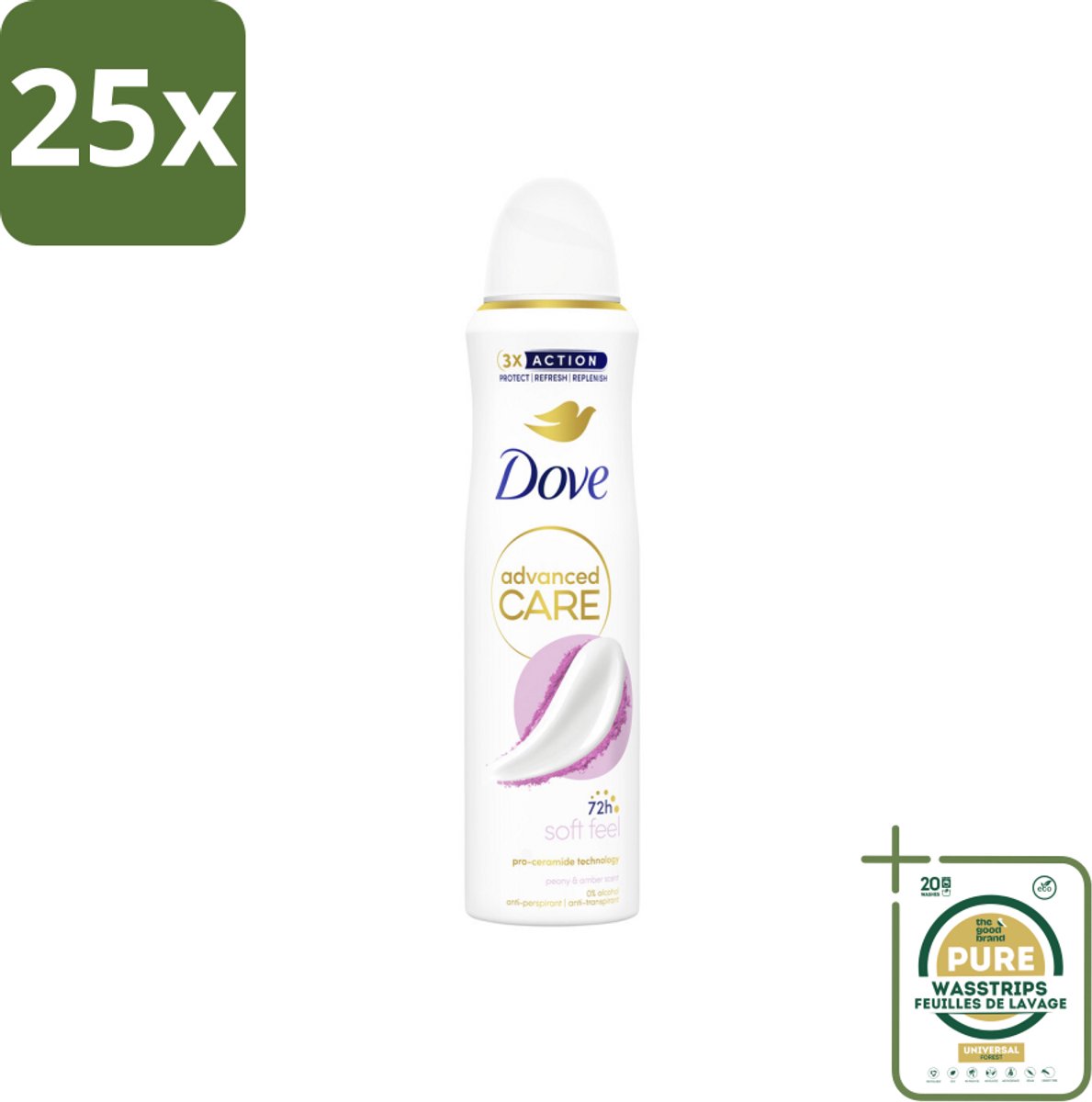 25 x Dove Deodorant Spray - Soft Feel - 150 ml - Grootverpakking - Dove Deodorant Spray Soft Feel - Anti-transpirant - Zweetbevoegd - Oksel Verzorging - Warme Geur