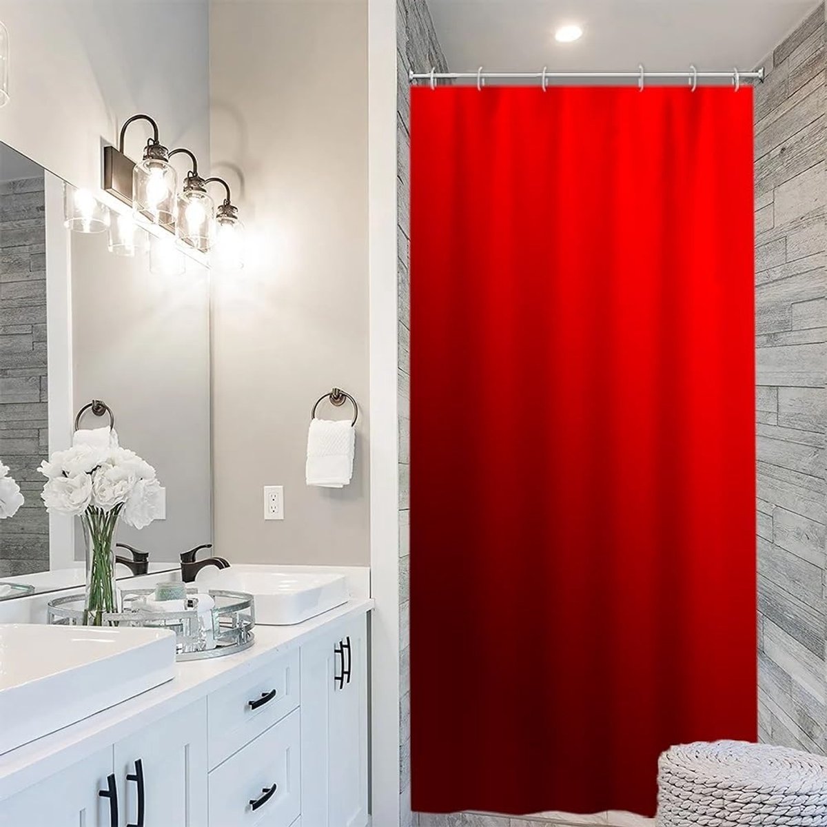 Douchegordijn 90 x 180 cm - schimmelbestendig - rood kleurverloop - watervast en wasbaar - ShopVlot