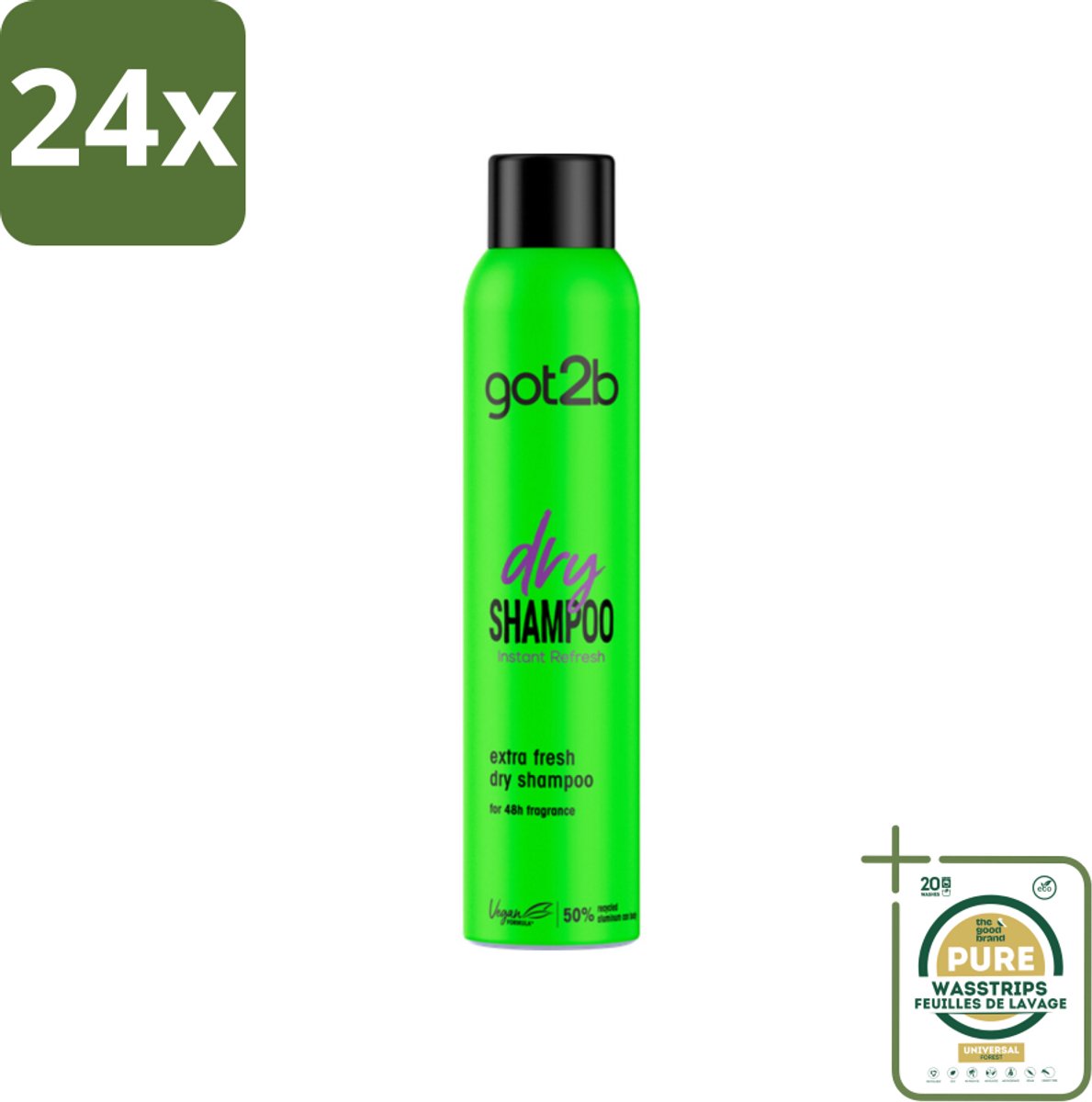 Got2B - Droogshampoo - Extra Fresh - 200 ml - Voordeelverpakking - 24 stuks - Droogshampoo - Haarkleur