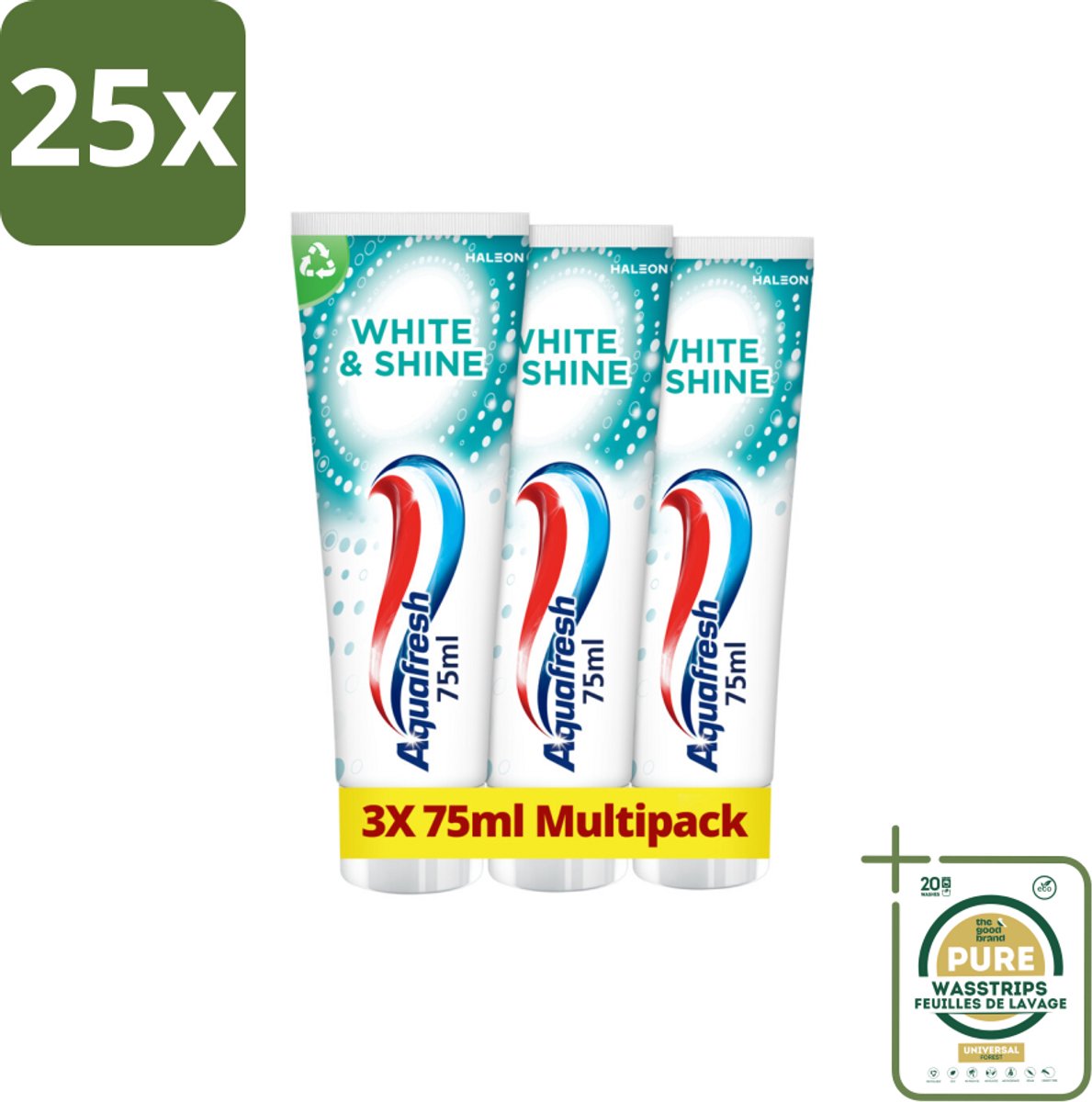 25 x Aquafresh White & Shine Tandpasta - Voordeelverpakking - 3 tubes - Grootverpakking - Witte Tanden - Tandpasta - Tanden Witschijnen - Glansgeven - Tanden Reinigen