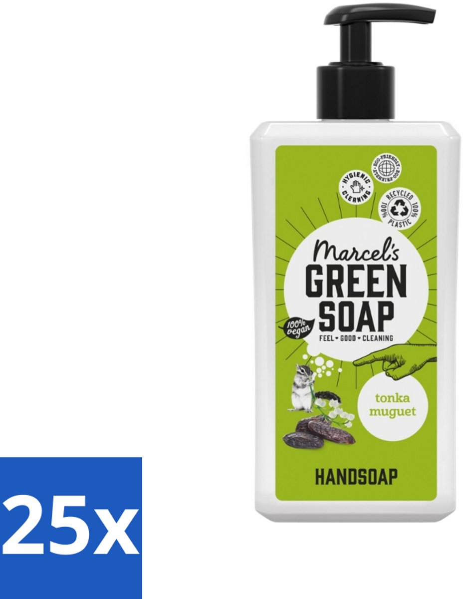 25 x Marcel's Green Soap - Handzeep - Tonka & Muguet - Zachte verzorging - 500 ml - Handzeep - Natuurlijke Handzeep - Plantaardige Handzeep - Zachte Handzeep - Handzeep Tonka Muguet