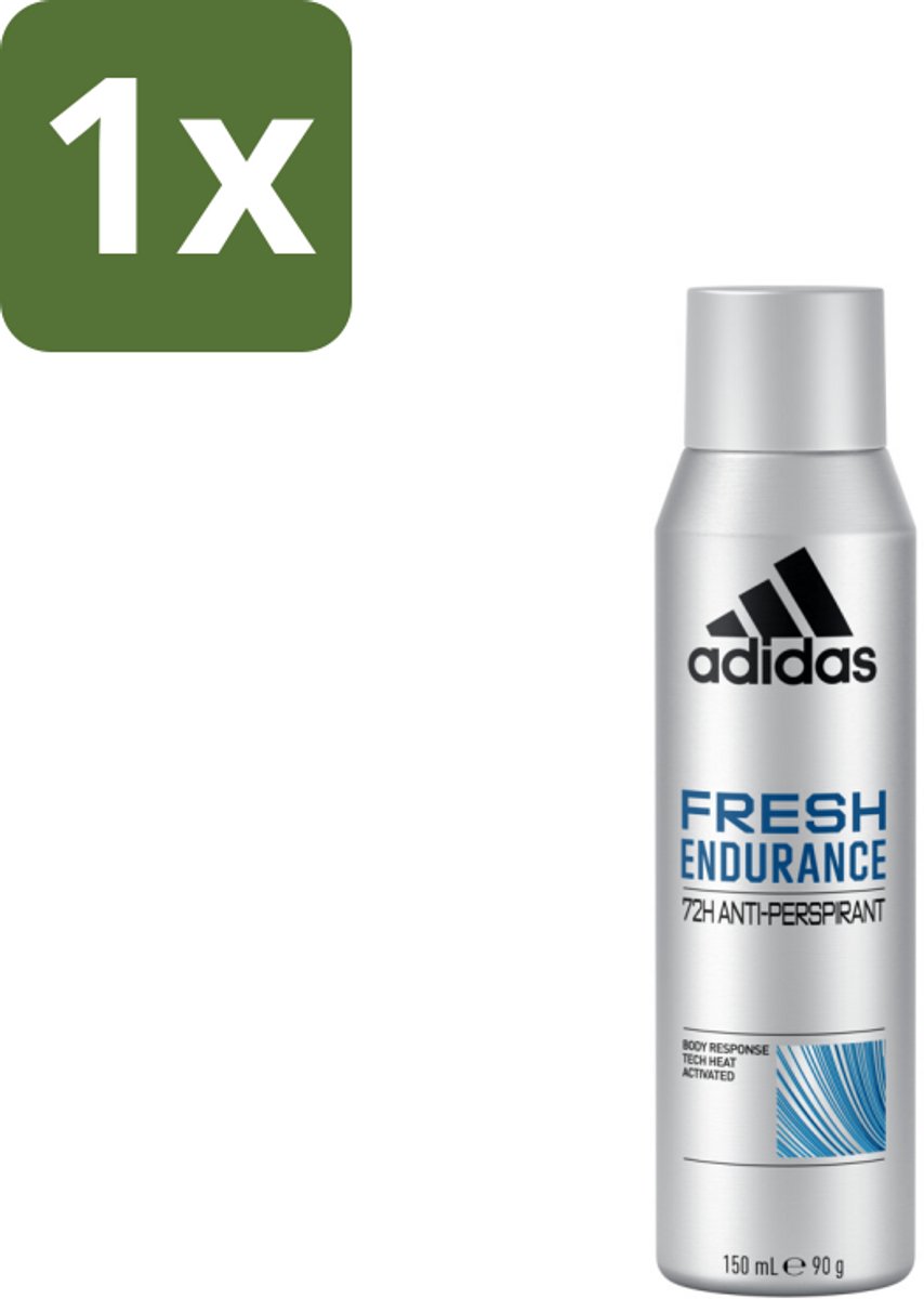 1 x Adidas – Deodorant Spray – Fresh Endurance – 150 ml - Anti-transpirant Spray - 72 Uur Bescherming - Frisse Geur - Zweetbehandeling - Actieve Dagelijks Leven