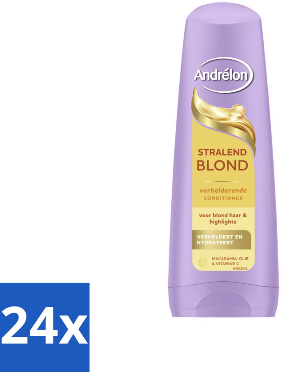 24 x Andrélon – Conditioner – Stralend Blond – 200 ml - Blond Haar Verzorgen - Verhelderen - Glans - Levendigheid - Kleuraccenten