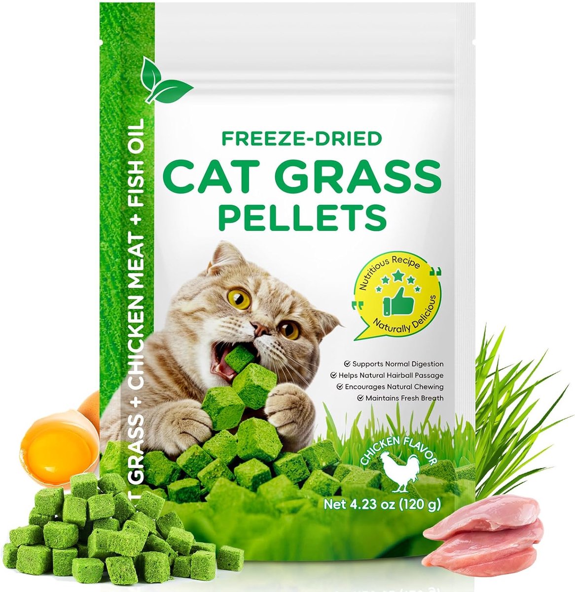 Freeze-dried catnip skewers with chicken and fish oil - Natural Digestion & Hairball Support - ShopVlot