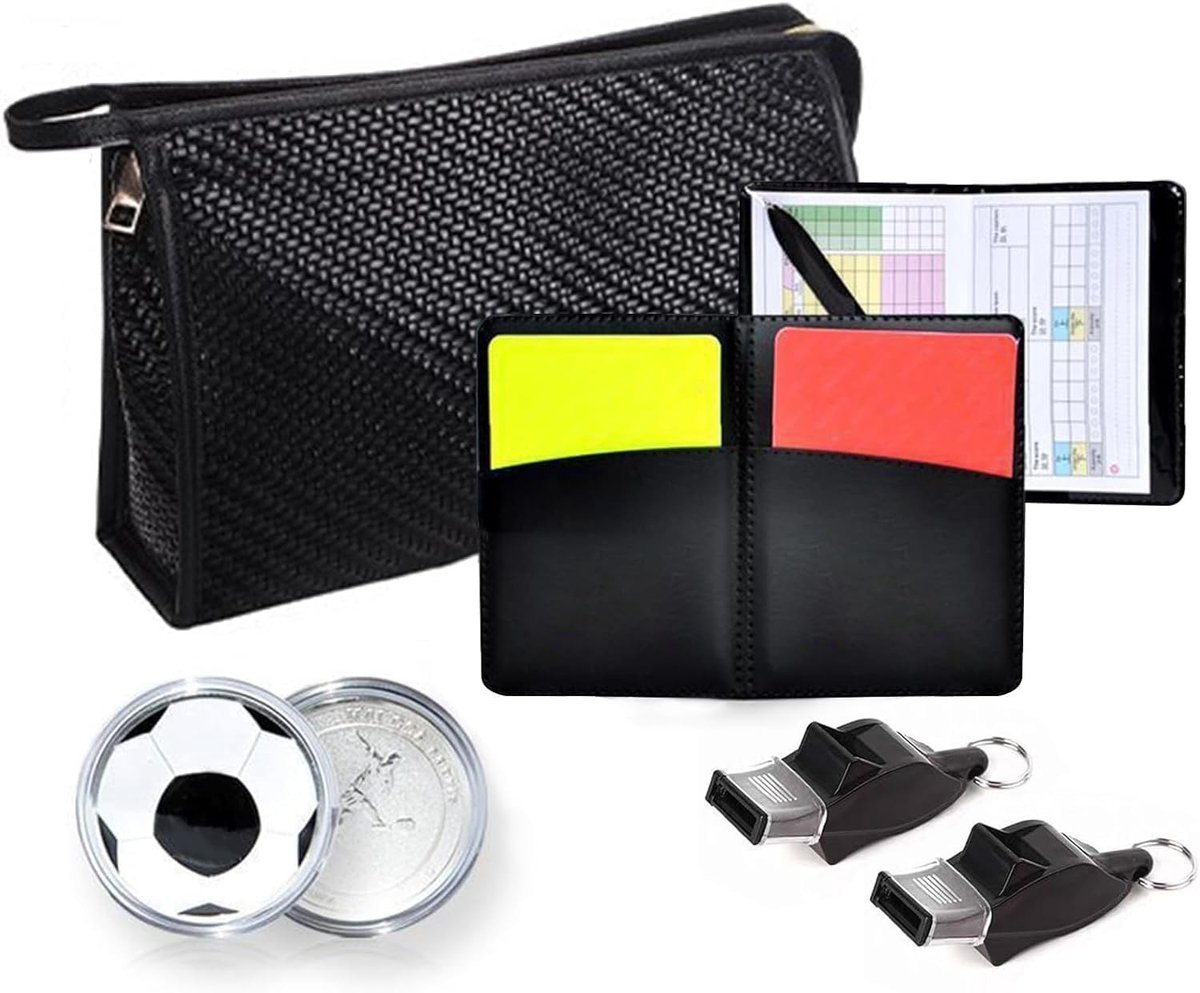 Voetbalscheidsrechter Kit - Rood Geel - 30 x 20 cm - Compleet met Fluitjes en Kaarten - Voor Scheidsrechters en Coaches