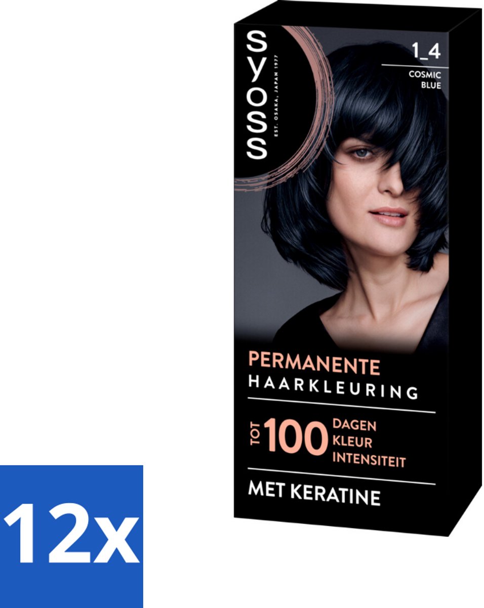 SYOSS - Coloration 1-4 Cosmic Blue - Haarverf - Grijsdekking - Vermindert Haarbreuk - Voordeelverpakking - 12 stuks