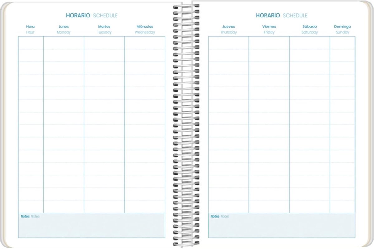 Schoolagenda 2025 2026 - A5 formaat - Spaans en Engels - Flexibele kaft met spiraalsluiting - ShopVlot