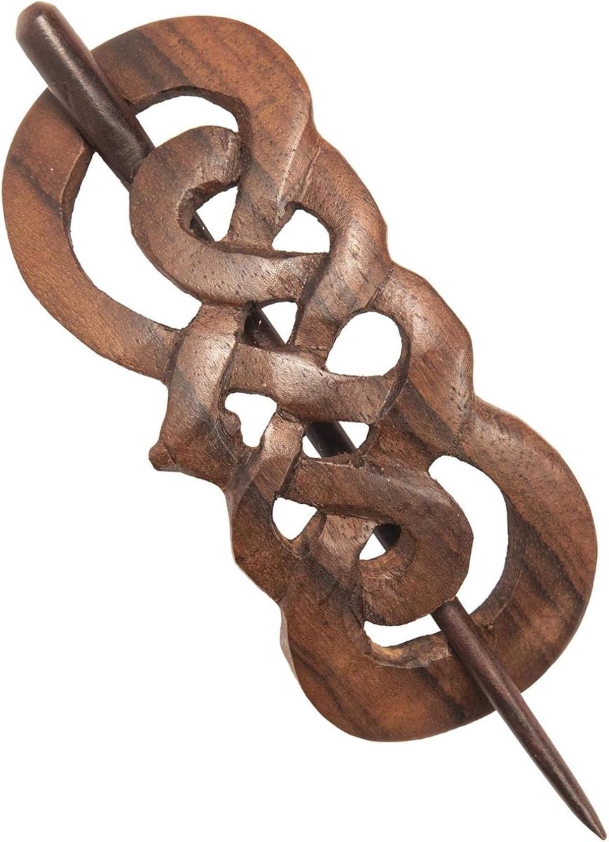 Houten haarspeld 10 cm - Keltisch knoop ontwerp - Natuurlijke uitstraling - Perfect voor dagelijks gebruik - ShopVlot