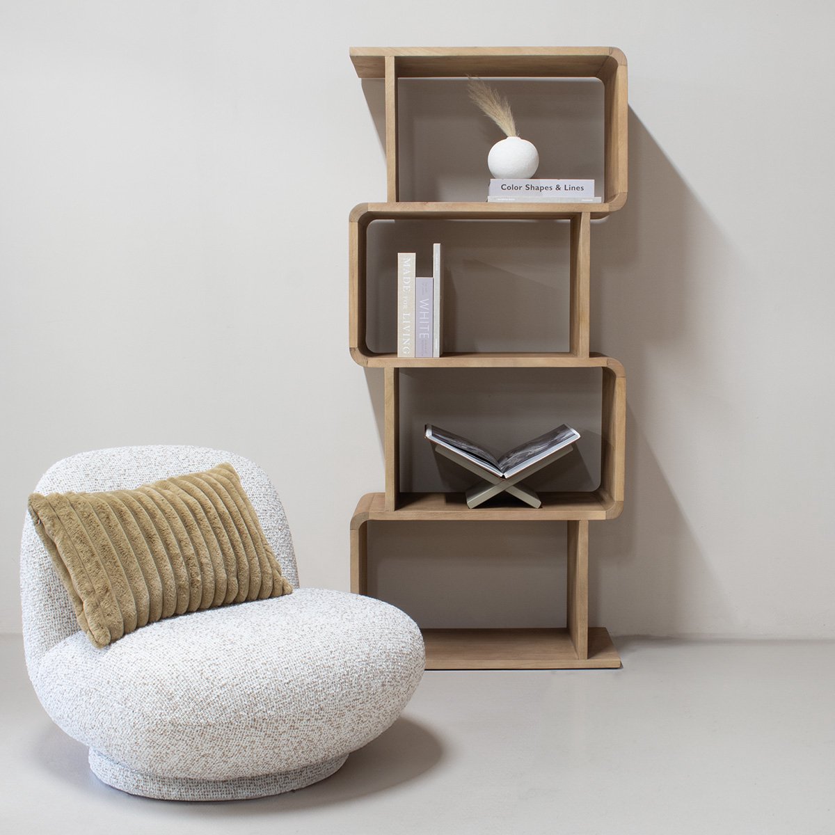 Giga Meubel Wandkast Floris - Mangohout - Lichtbruin - 80x40x180cm