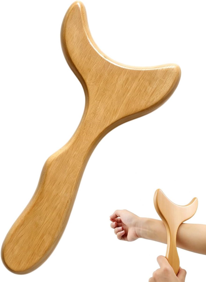 Gua Sha massage tool - houten bukenhout - handheld body scraper - verlichting van spierpijn - ShopVlot
