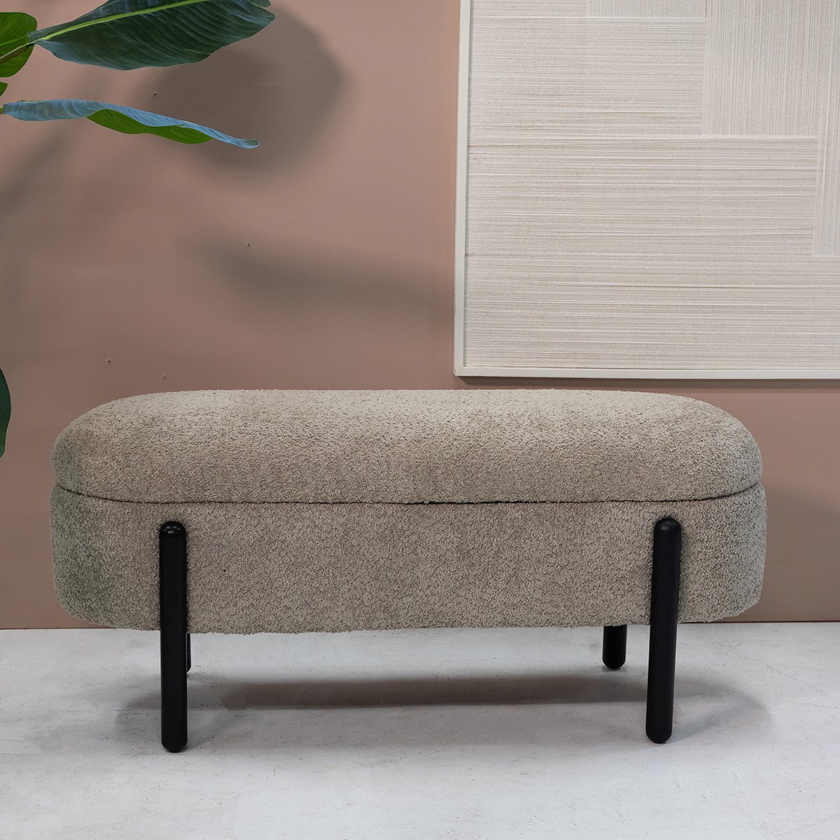 Giga Meubel Opbergbank Vieve - Taupe - Stof - 108x41x48cm
