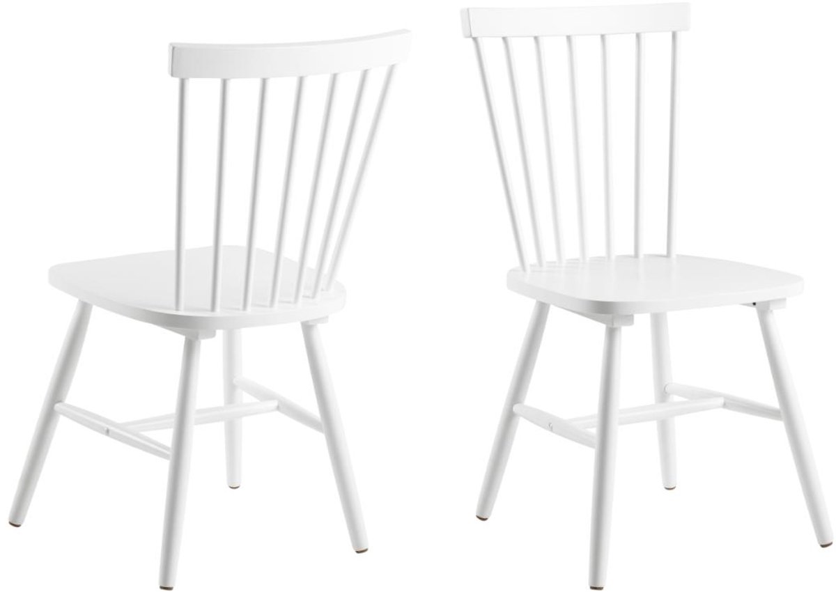 Giga Living Eetkamerstoel Traska - Wit Hout - Zithoogte 44,5cm - Set van 2