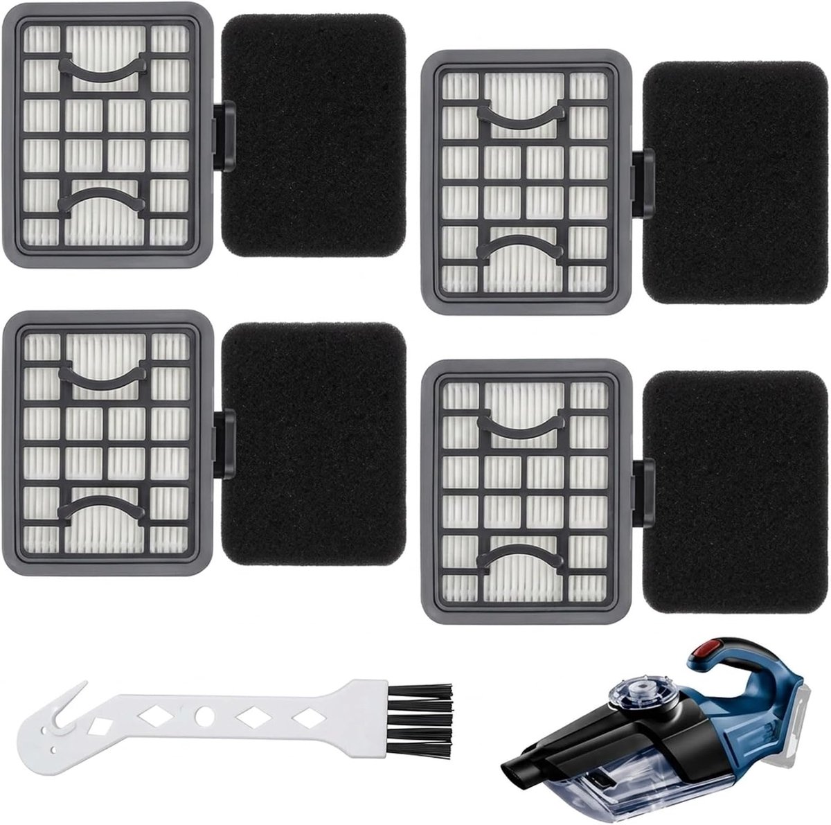 4 stuks filters reserveonderdelen voor Bosch GAS 18V-1 accustofzuiger, vervanging Hepa-filter, reservefilter - ShopVlot