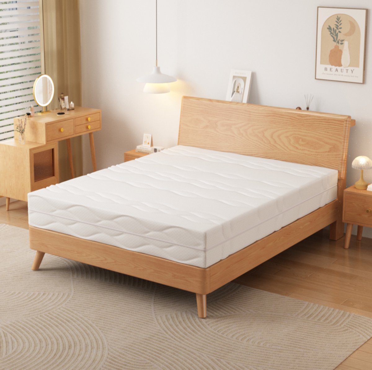 REDOM - Matras - Pocketvering - 7 zones - Afneembare en wasbare hoes met rits - OEKO-TEX gecertificeerd - 90 x 200 x 20 cm - Wit