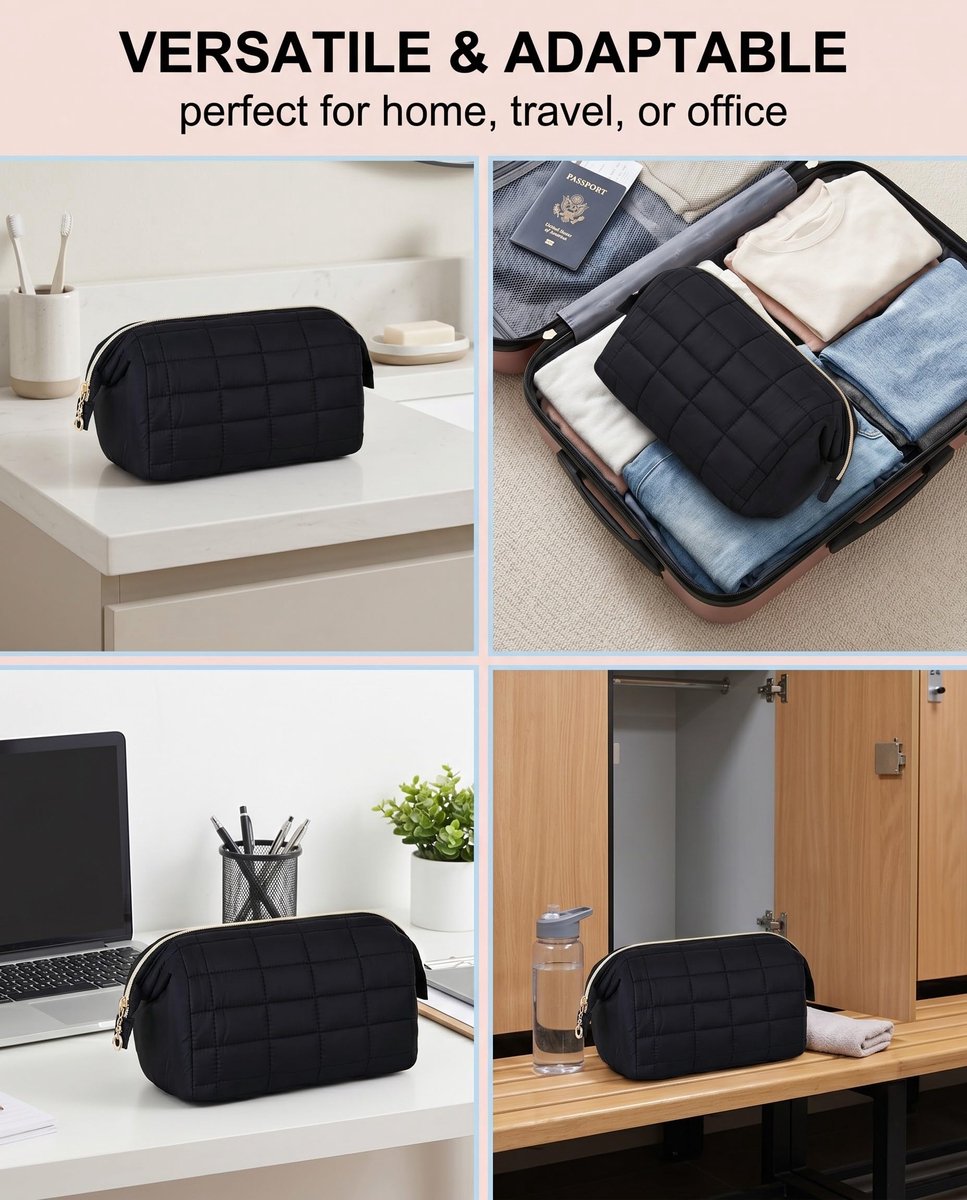 Make-uptas 23,5 x 11,5 x 15 cm - zwart - grote opening - ideaal voor reizen - ShopVlot