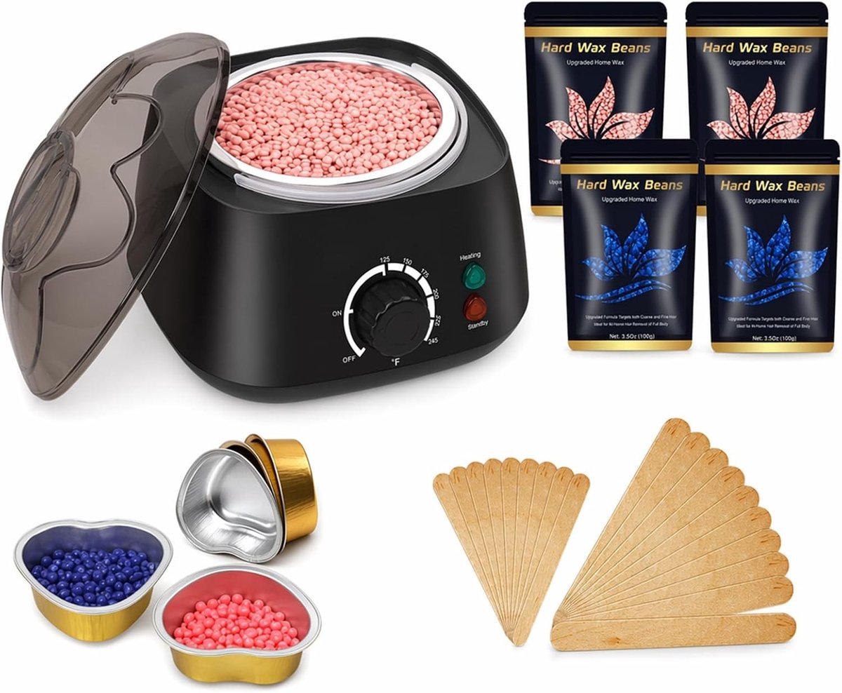 Waxverwarmer Set - Wit - 400 g - Inclusief Waxparels en Applicators - Voor Lichaam en Gezicht