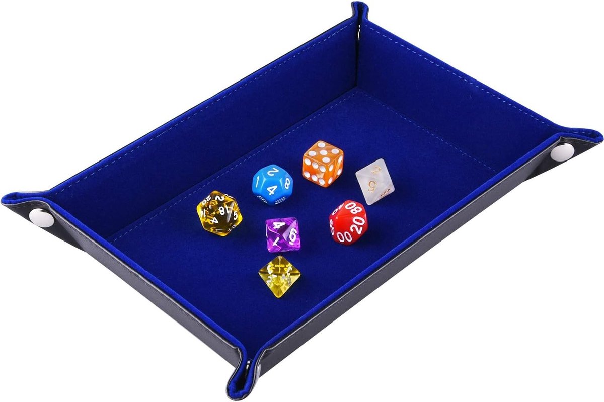 Kubusbord - Donkerblauw - 10,6 x 7,5 inch - Vouwbaar PU-leer en Fluweel - Voor Dungeons & Dragons en Tafelspellen