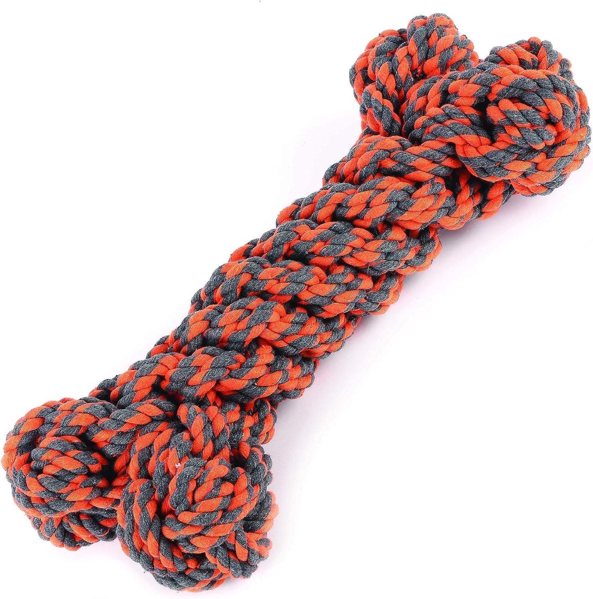 Knoopmoer Speeltje - Grijs/Oranje - 40 cm - Voor Stevige Kauwers - Voor Honden