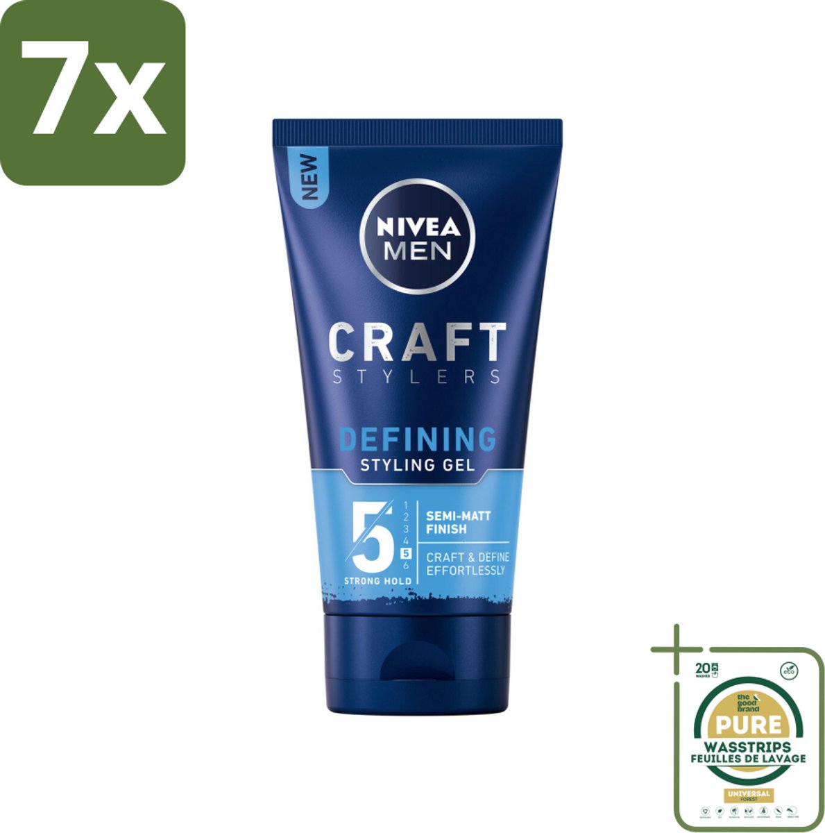 7 x NIVEA MEN - Styling Gel - Matte Finish - 150 ml - Grootverpakking - Styling Gel Voor Mannen - Matte Finish Haar - Haar Fixatie - Haar Verzorging - Vitamine E Haar