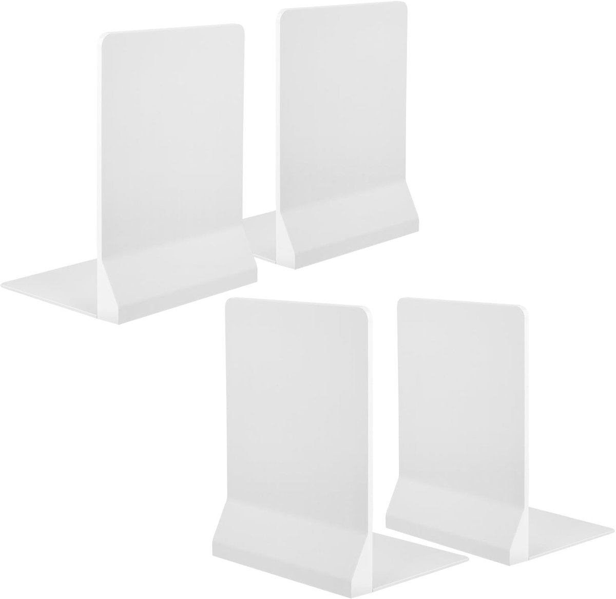 Famanu Set van 4 opvouwbare boekensteunen met anti-slip pad, ideaal voor het ondersteunen van meerdere boeken thuis, op school of kantoor, kunststof, wit