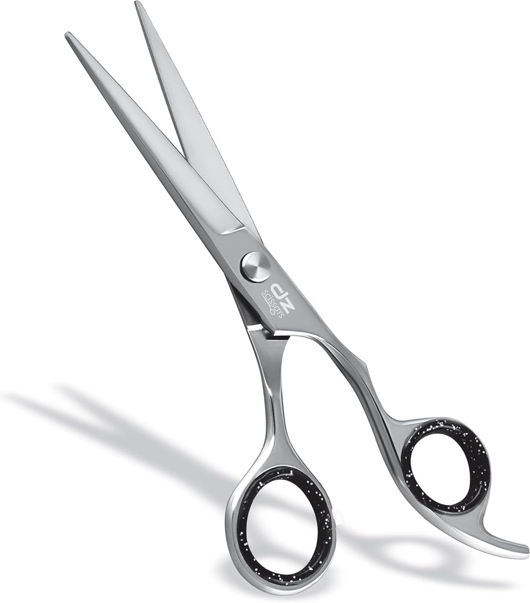 DZ Hair Scissors Offset Design Sharp Hairdressing Scissors 15cm Stainless Steel Hair Clipper Scissors Shiny - ShopVlot