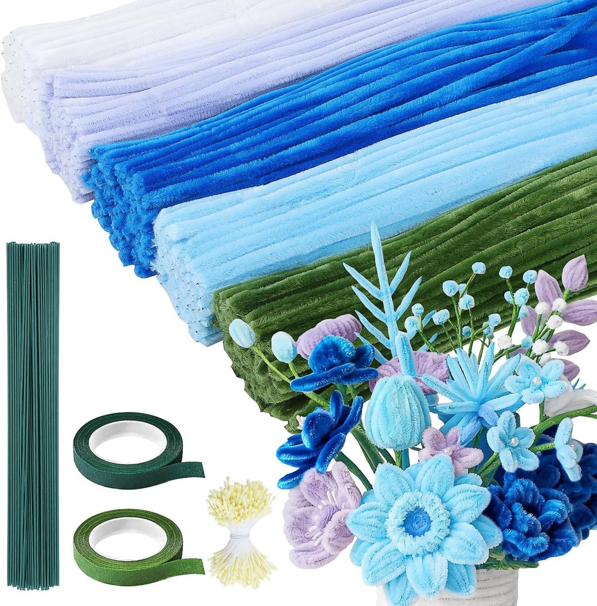 Pipe cleaners - Blauw - 500 stuks - Flexibele Pijpenreiniger Knutselset - Voor Creatief Knutselen