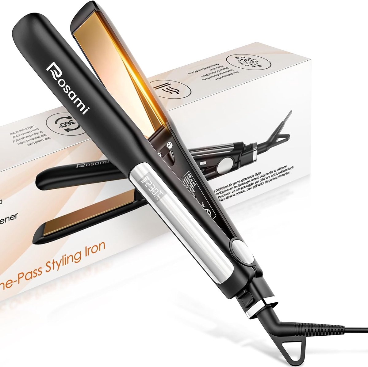 Stijltang 2-in-1 - titanium - snel opwarmen - perfect voor glad haar en krullen - ShopVlot